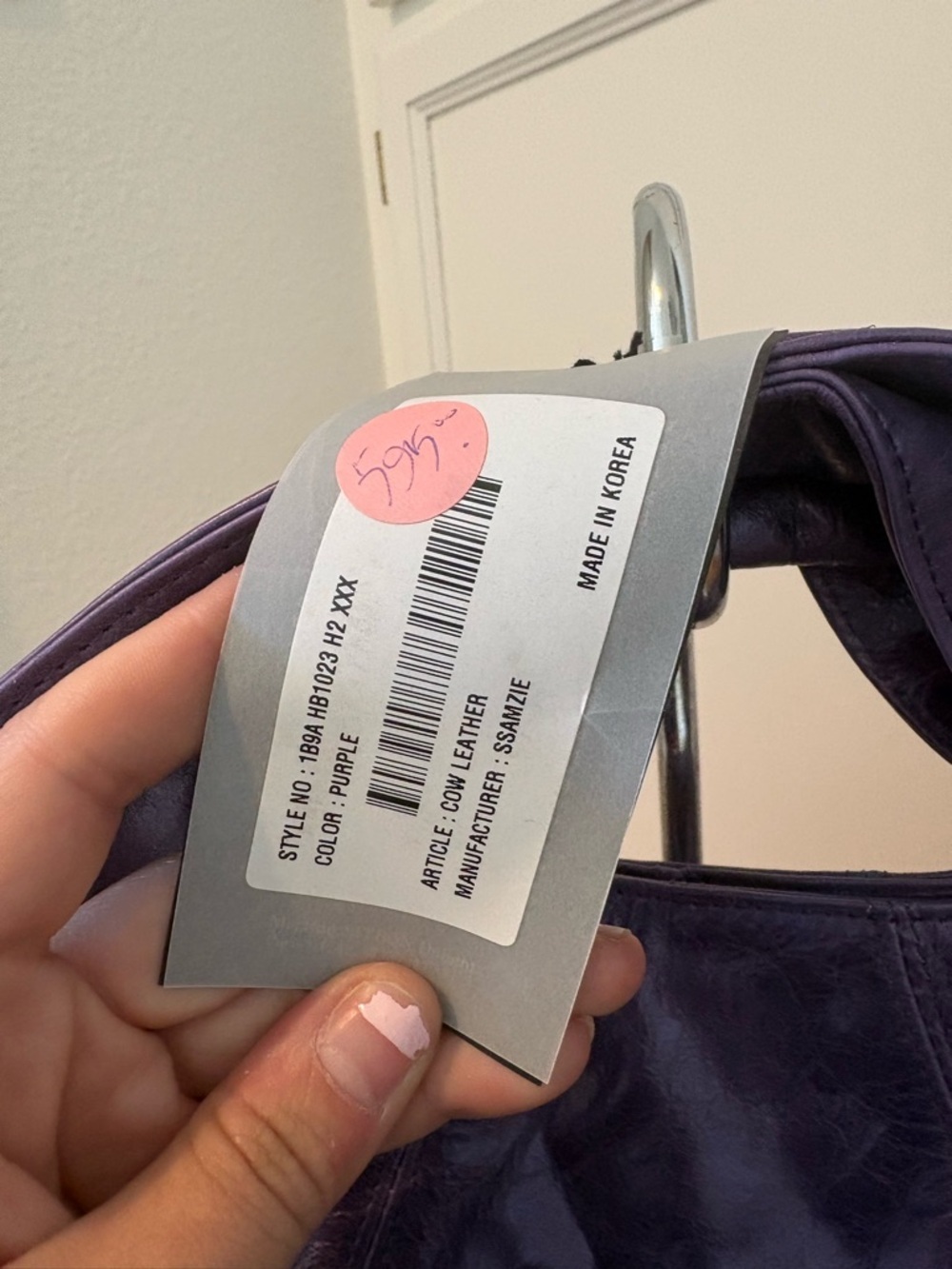 Soft Purple Leather Hobo Shoulder Bag - Picture 4 of 5